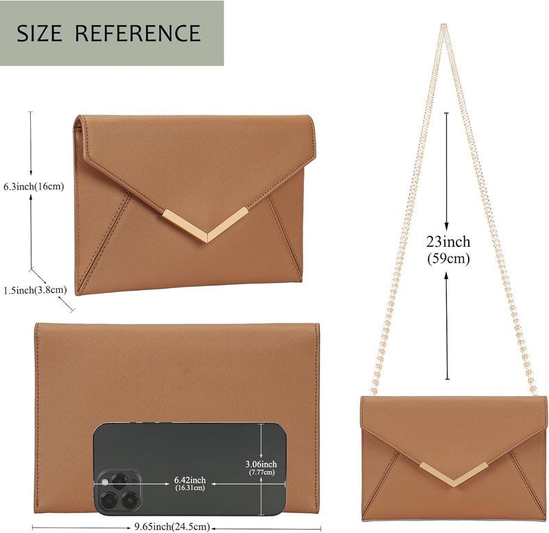 DEXMAY DM Dexmay Women Envelope Clutch Handbag Medium Saffiano Leather Foldover Clutch Purse - Image 3